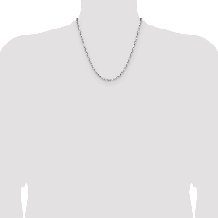 14k White Gold 3.5mm Solid Beveled Paperclip Chain