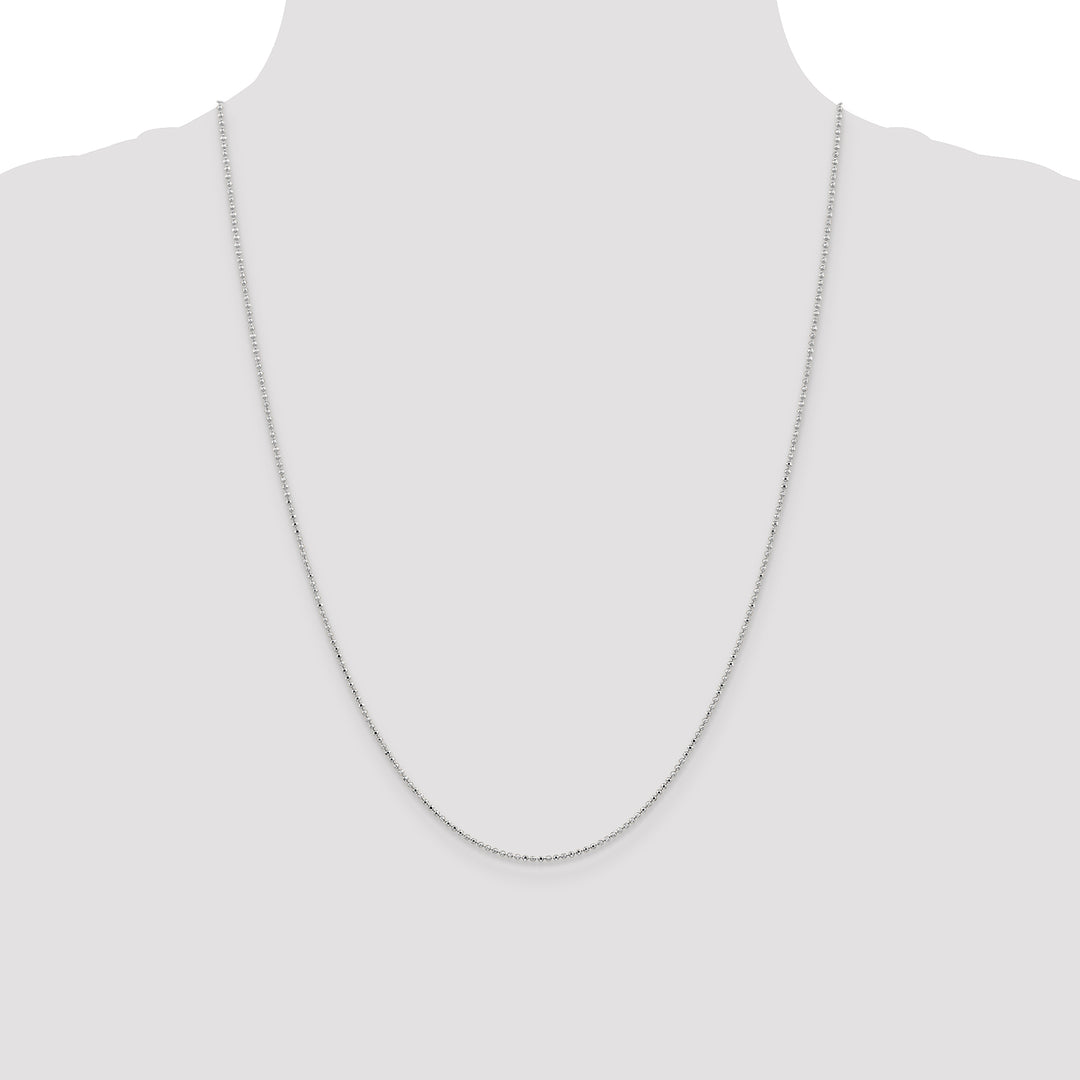 14k White Gold 1.2mm D/C Beaded Pendant Chain