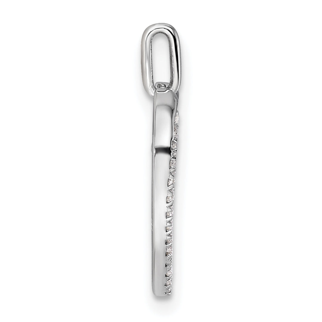 14K White Gold Polished Diamond Heart Dangle Cross Pendant