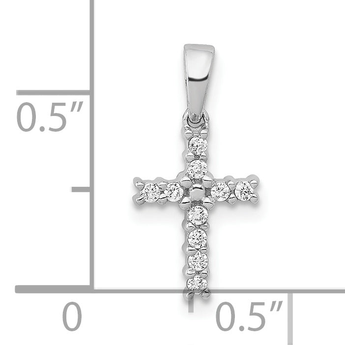 14k White Gold Diamond Latin Cross Pendant