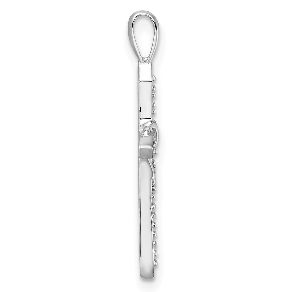 14k White Gold Heart Cross Pendant Mounting