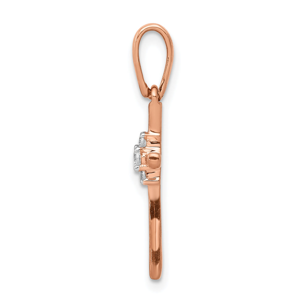 14k Rose Gold .03ct. Diamond Cross Pendant