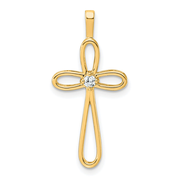 14k AA Diamond Cross Pendant