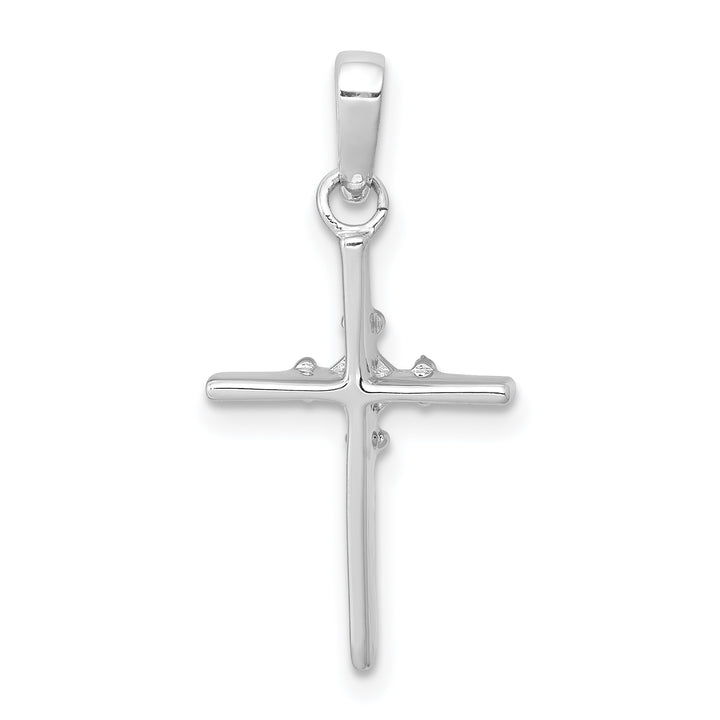 14k White Gold .01ct. Diamond Polished Cross Pendant