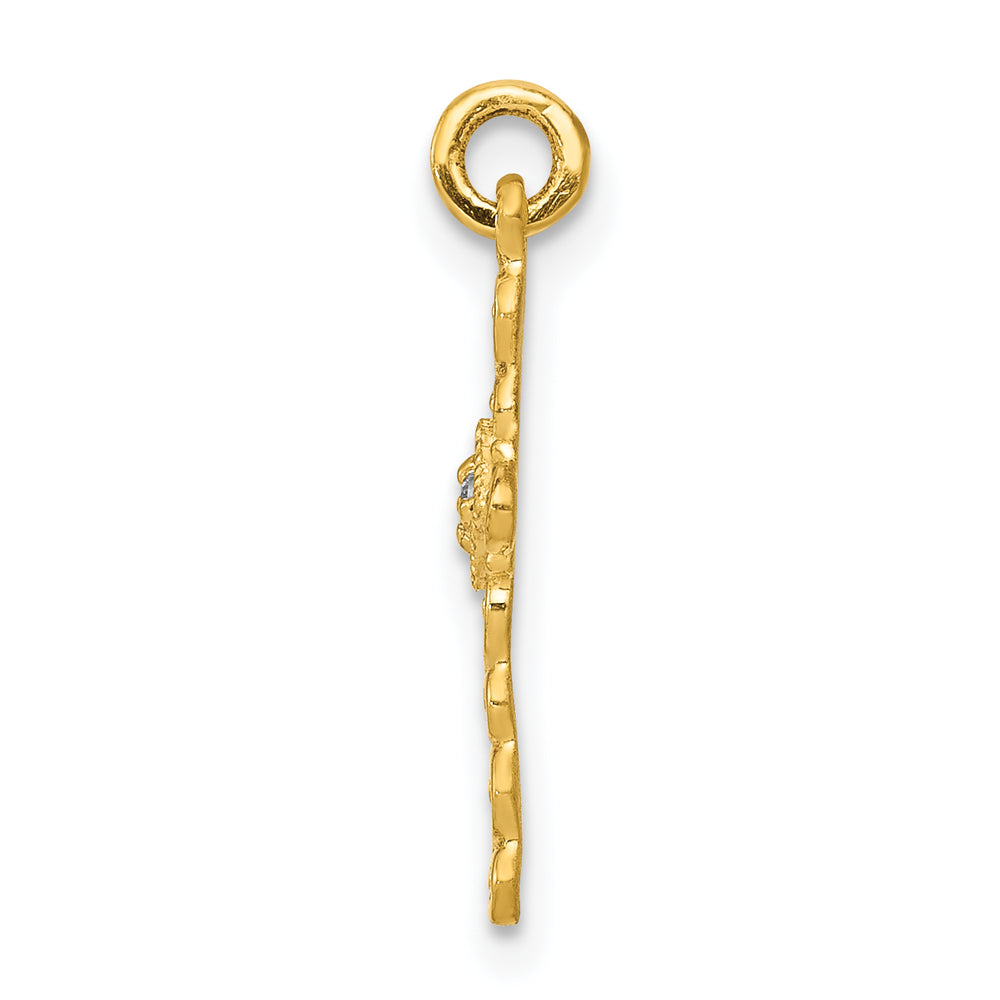 14k Small .01ct. Diamond Cross Charm