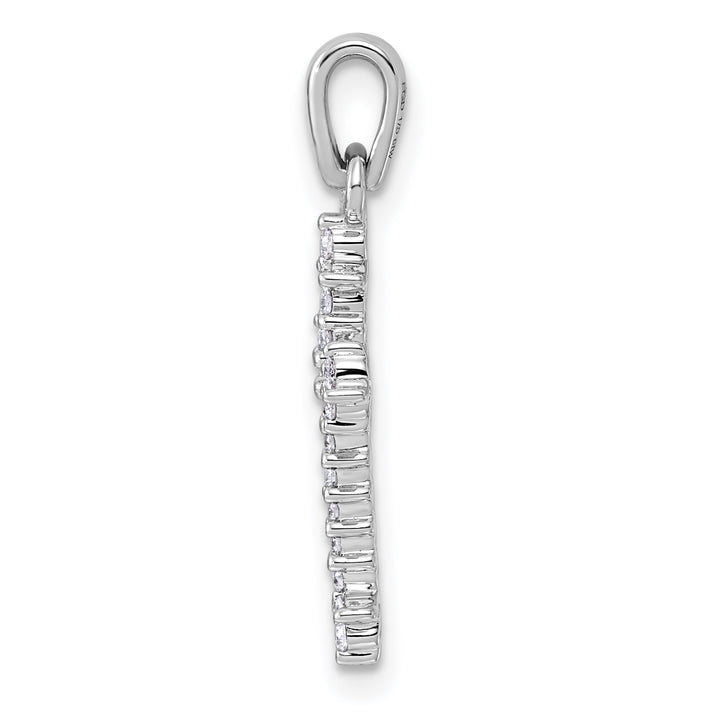 14k and Rhodium 1/5ct. Diamond Fleur de Lis Cross Pendant