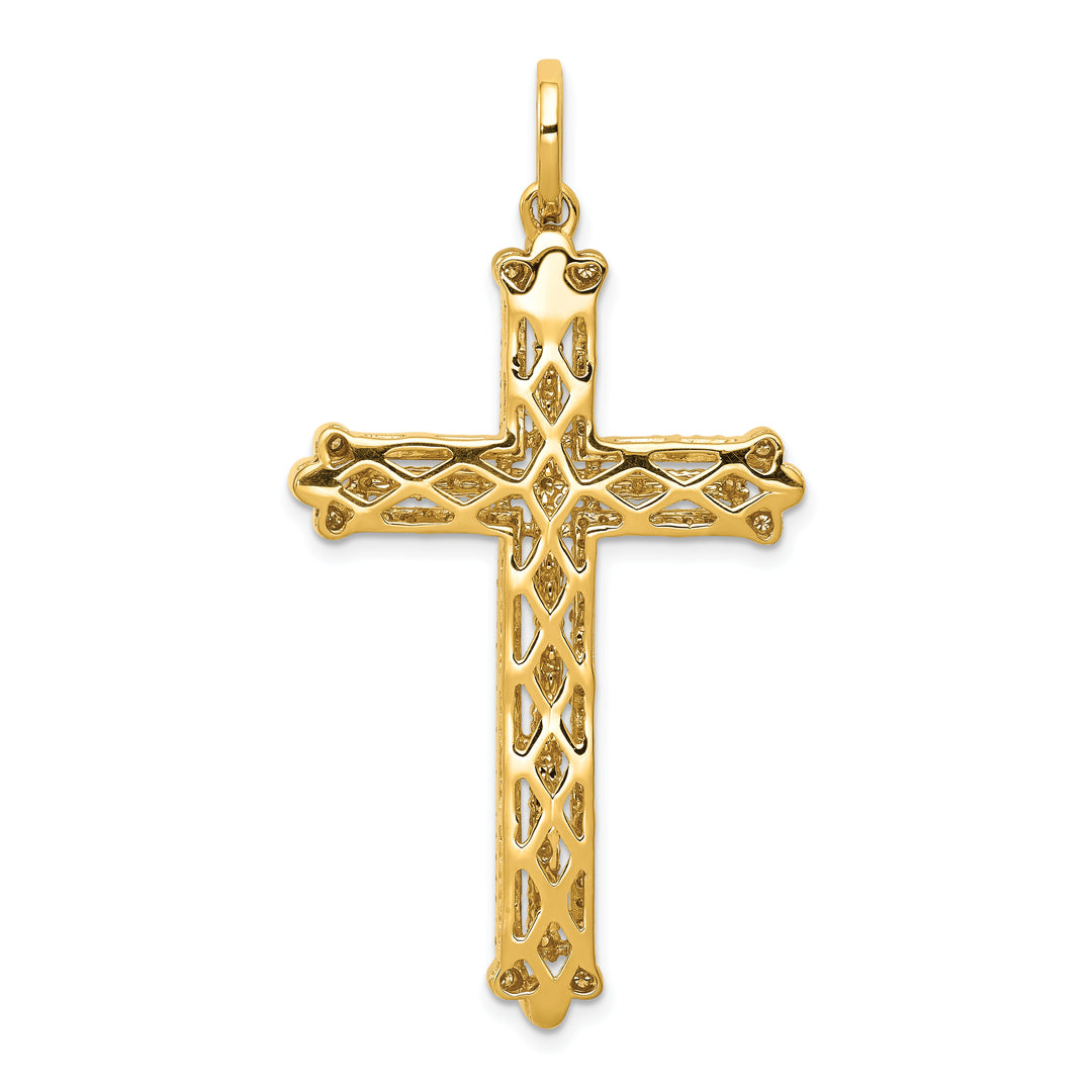 14k Diamond Budded Cross Pendant