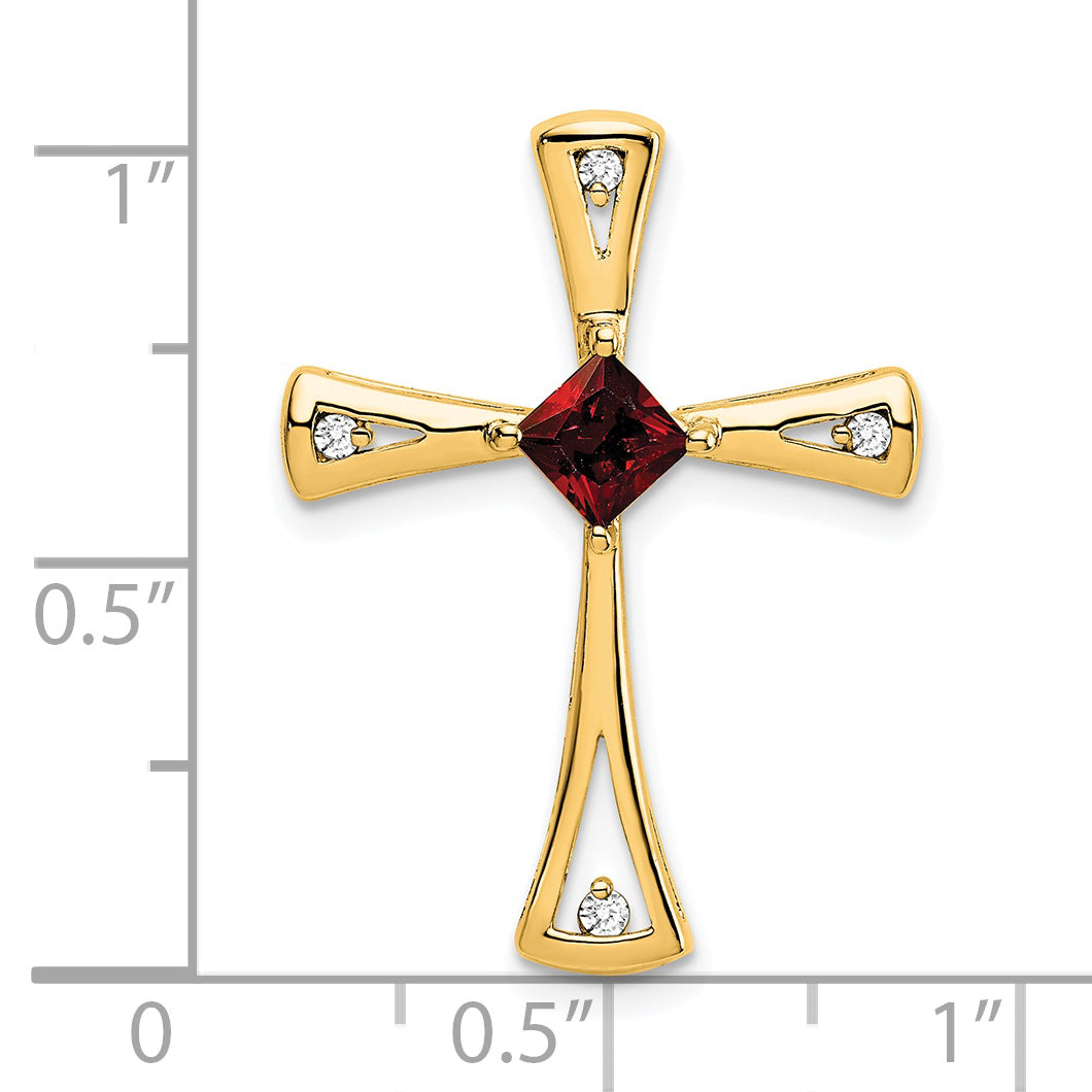 14k Garnet and Diamond Cross Chain Slide