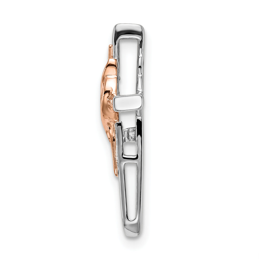 14k Two-tone White & Rose Diamond Cross Chain Slide