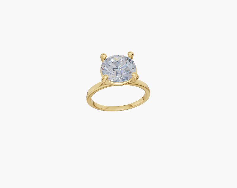 Plain engagement 4 prongs round diamond 1 carat ring
