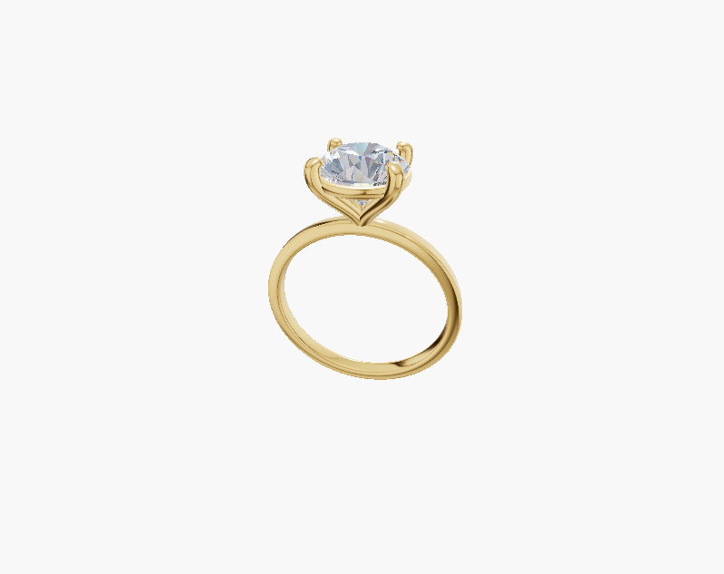 Plain engagement 4 prongs round diamond 1 carat ring