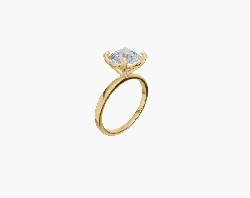 Plain engagement 4 prongs round diamond 1 carat ring
