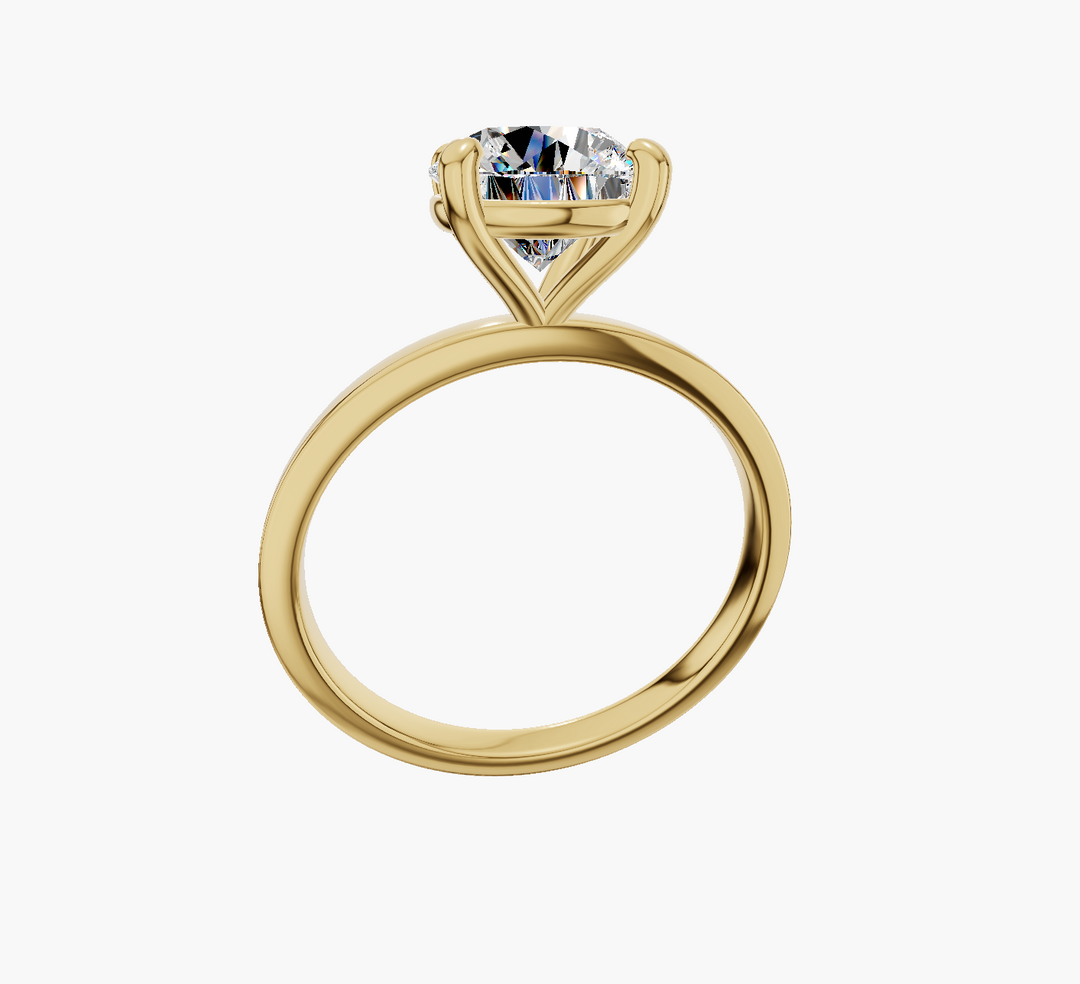 Plain 4 Prongs Round 1.00 ct Lab Diamond 14K Yellow Gold ring