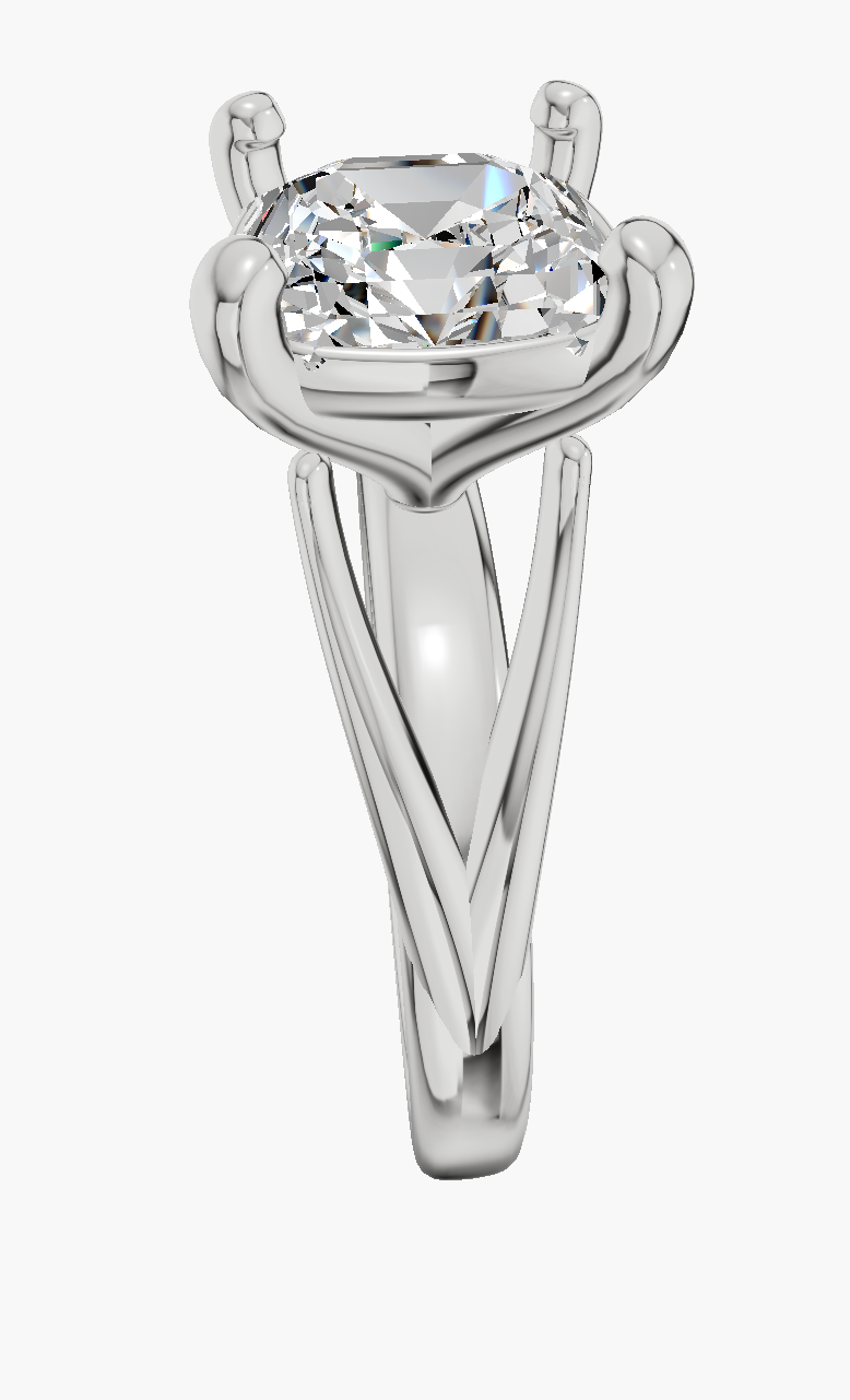 Split 4 Prongs Asscher 1.50 ct Lab Diamond Platinum ring