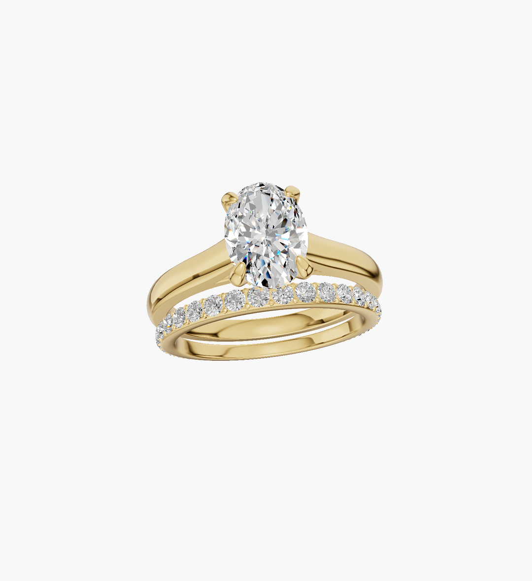 Cathedral Hidden Halo 1.00 ct Oval Natural Diamond 14K Yellow Gold ring