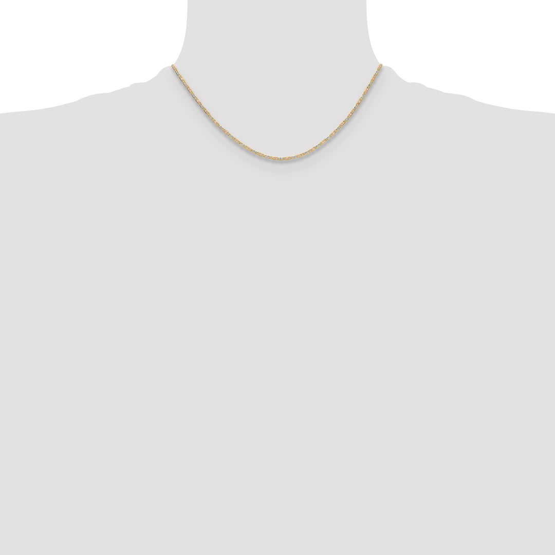 14k 2.0mm Tri-color Gold PavÃ© Valentino Chain