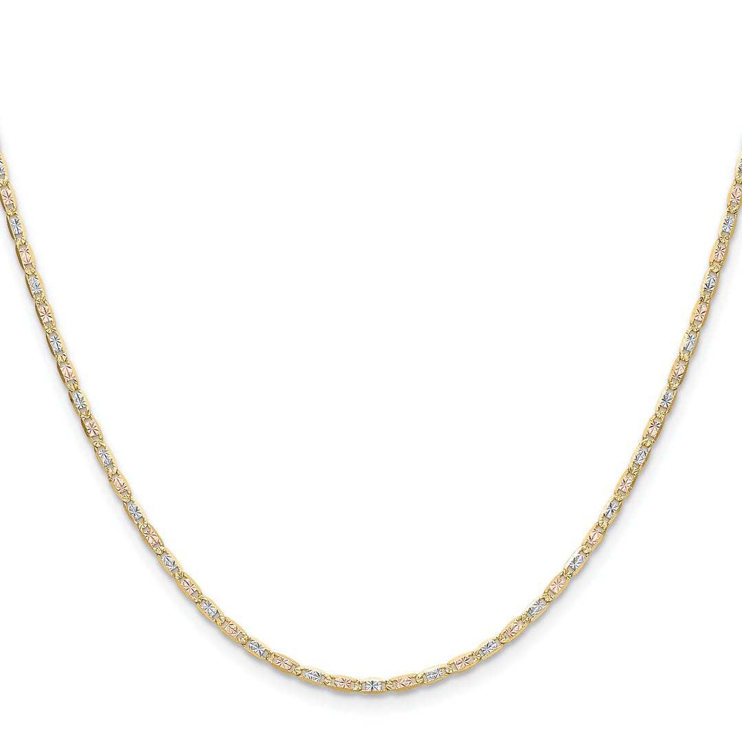 14k 2.0mm Tri-color Gold PavÃ© Valentino Chain