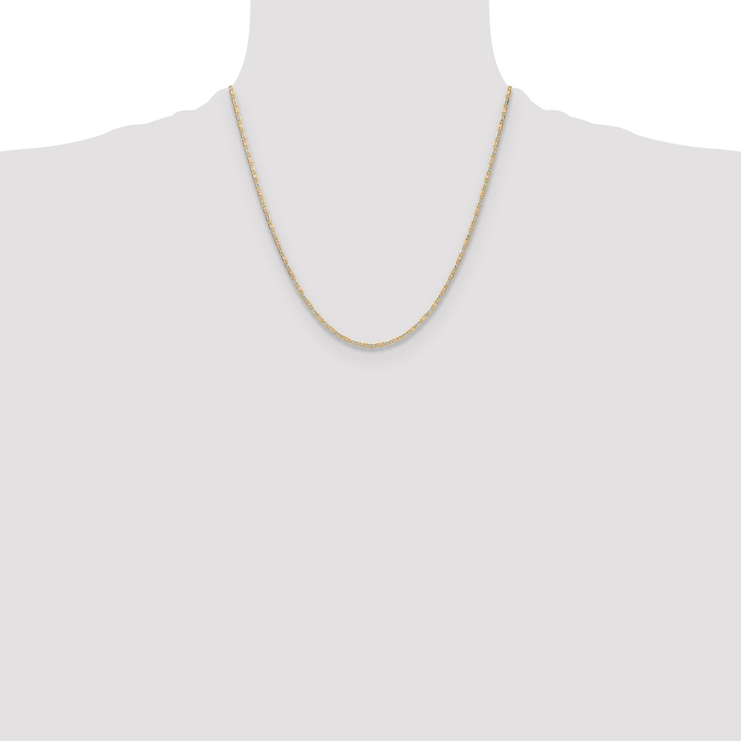 14k 2.0mm Tri-color Gold PavÃ© Valentino Chain