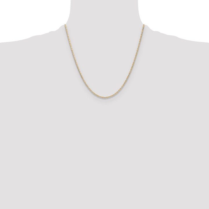 14k 2.0mm Tri-color Gold PavÃ© Valentino Chain