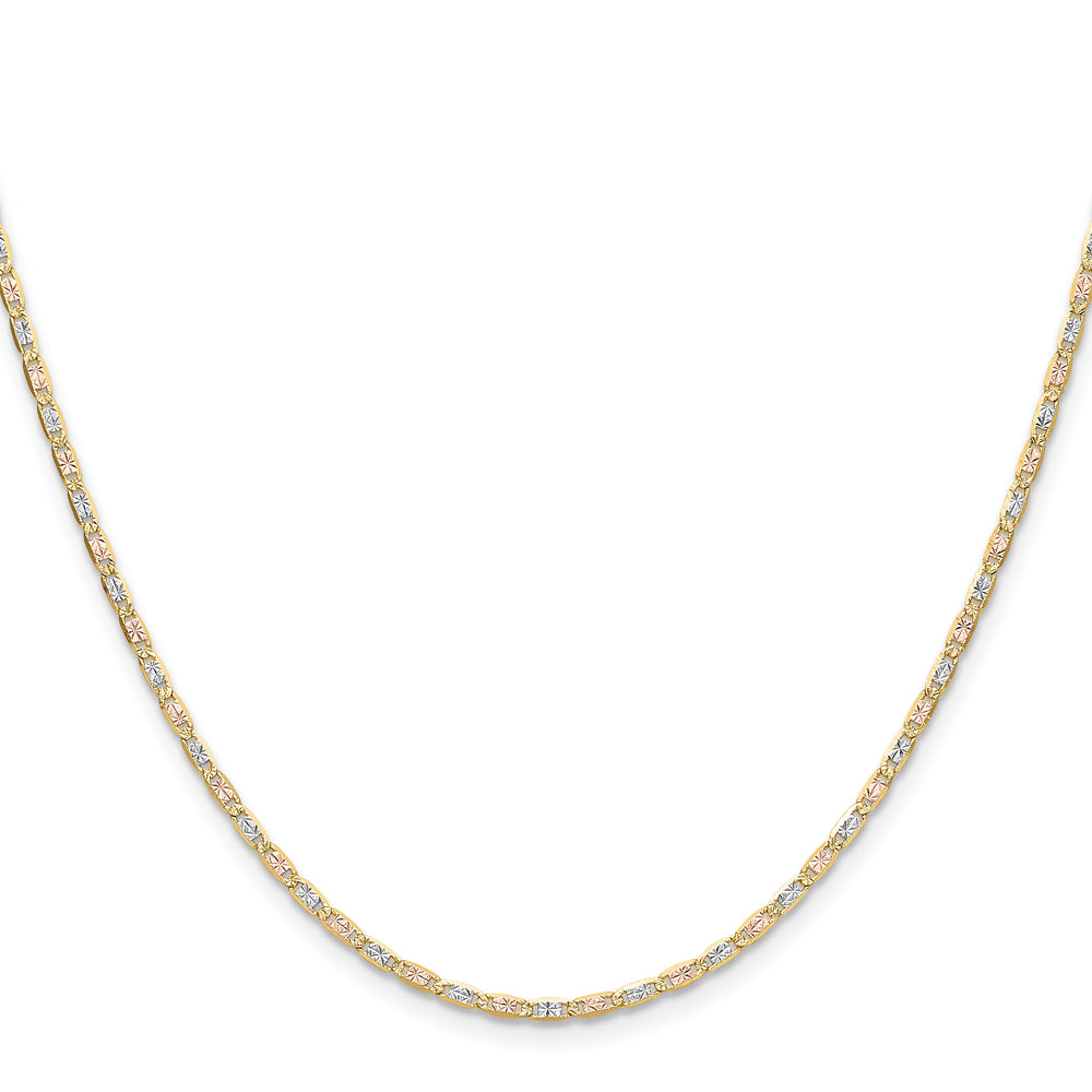 14k 2.0mm Tri-color Gold PavÃ© Valentino Chain