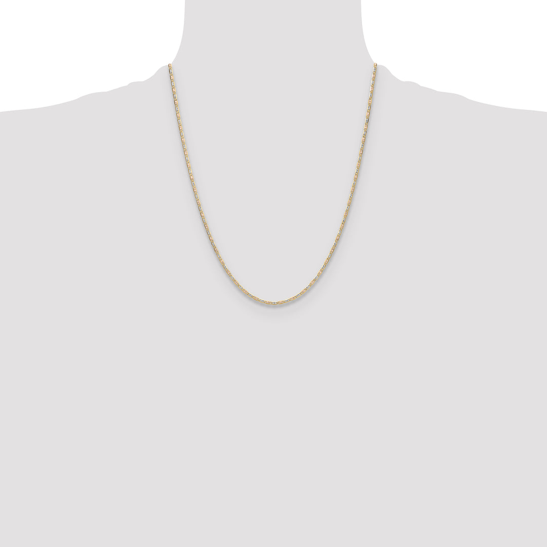 14k 2.0mm Tri-color Gold PavÃ© Valentino Chain