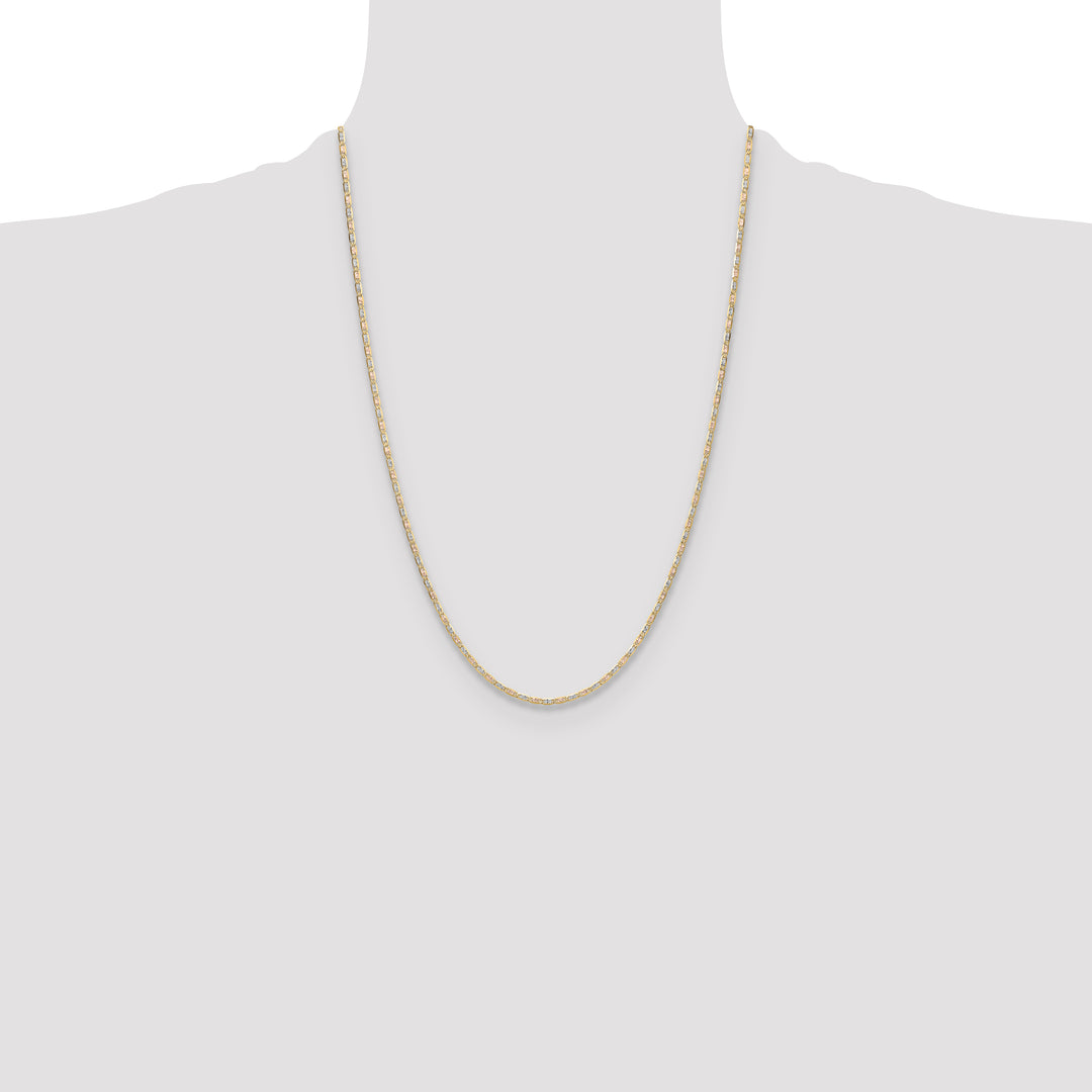 14k 2.0mm Tri-color Gold PavÃ© Valentino Chain