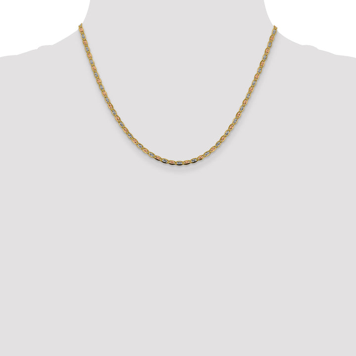 14k 2.75mm Tri-color Gold PavÃ© Valentino Chain