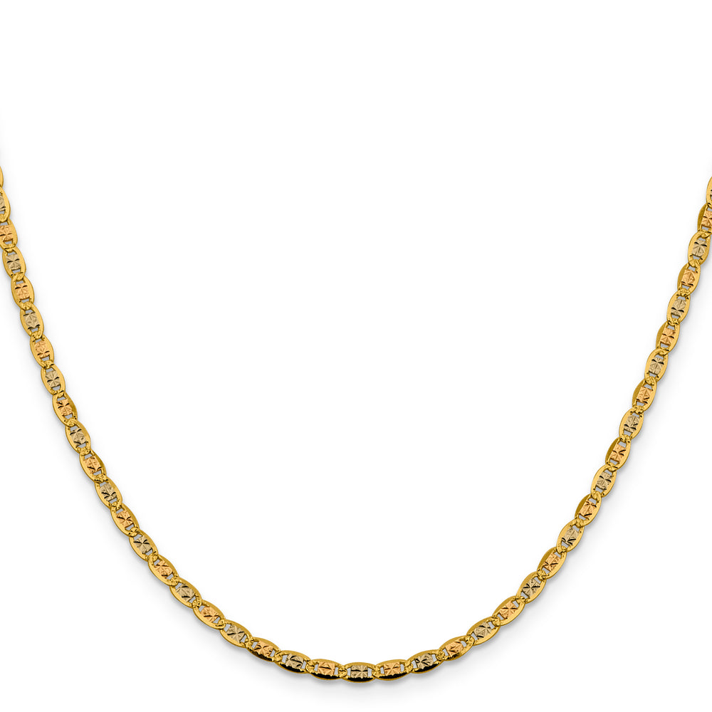14k 2.75mm Tri-color Gold PavÃ© Valentino Chain