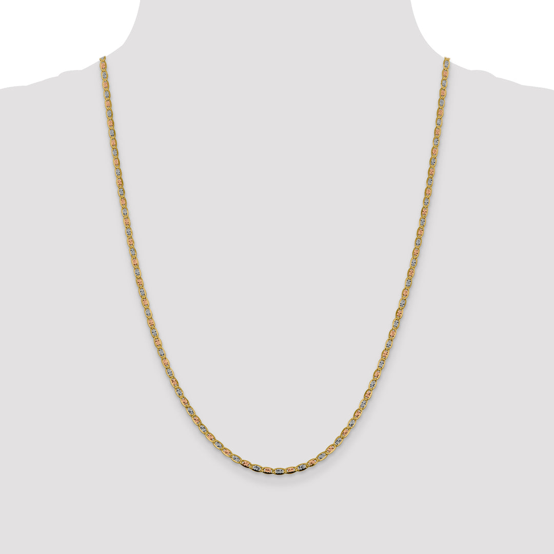 14k 2.75mm Tri-color Gold PavÃ© Valentino Chain