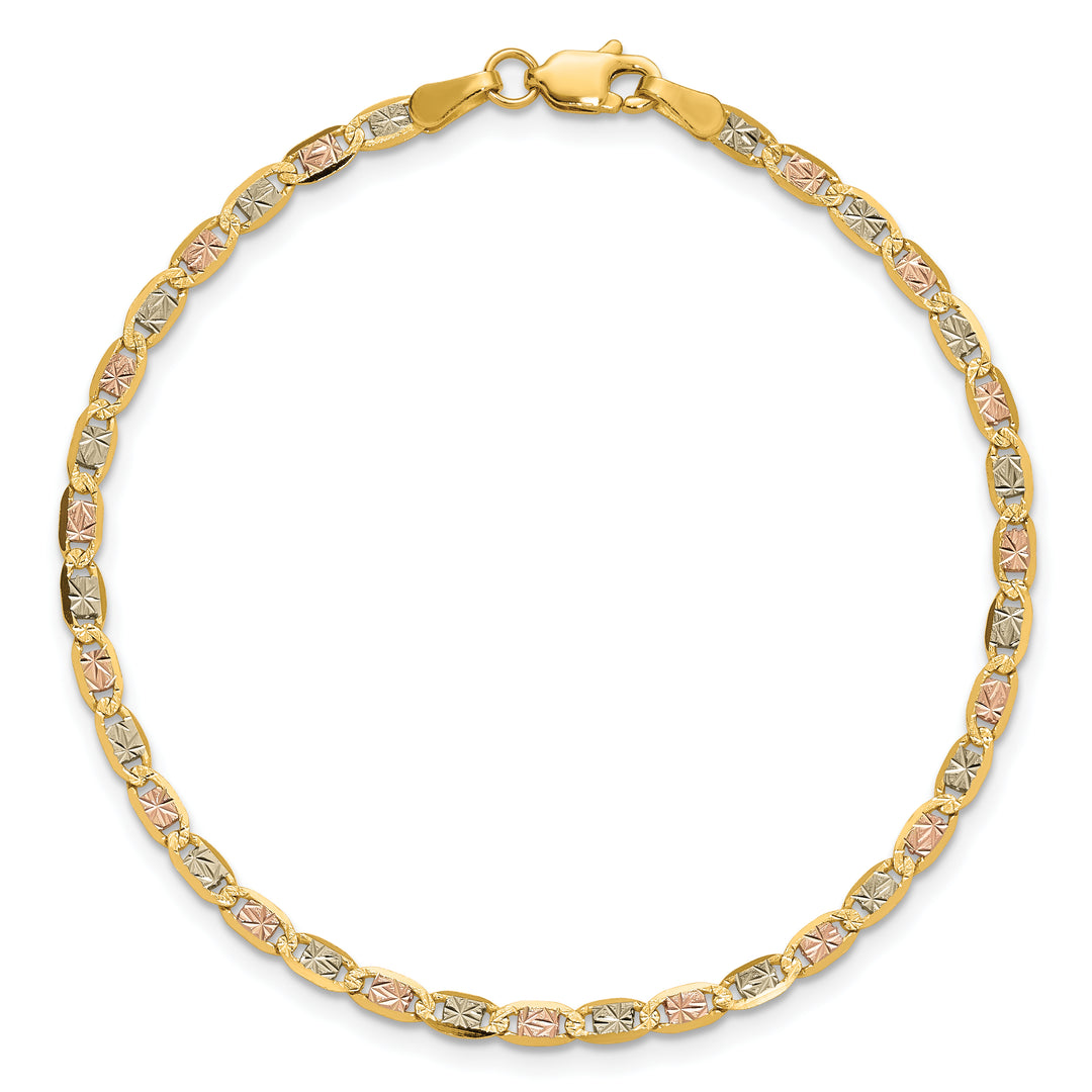 14k 2.75mm Tri-color Gold PavÃ© Valentino Chain