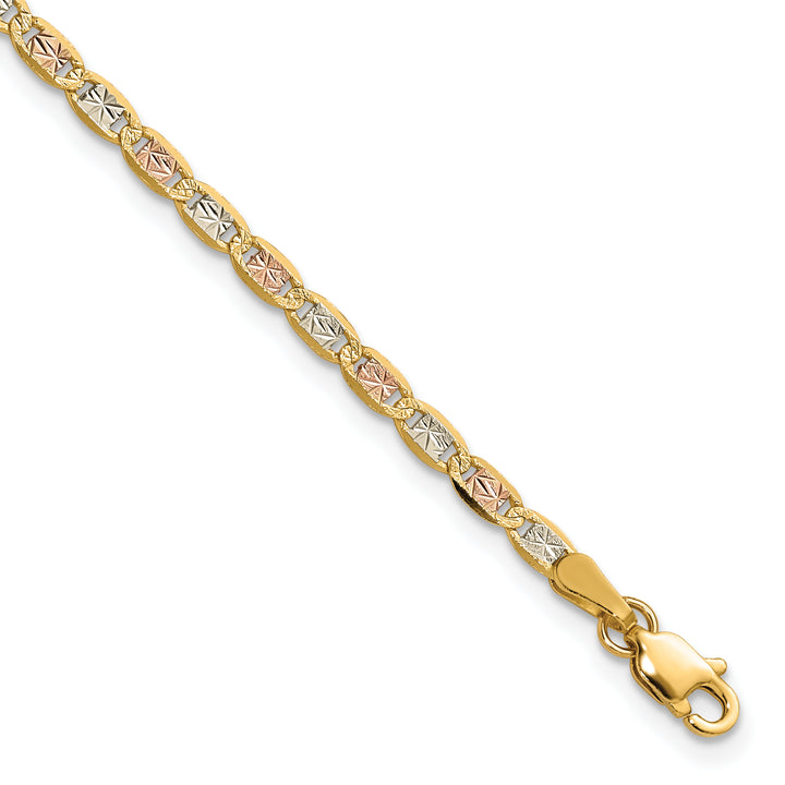 14k 2.75mm Tri-color Gold PavÃ© Valentino Chain