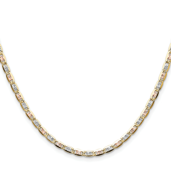 14k 3.2mm Tri-color Gold PavÃ© Valentino Chain