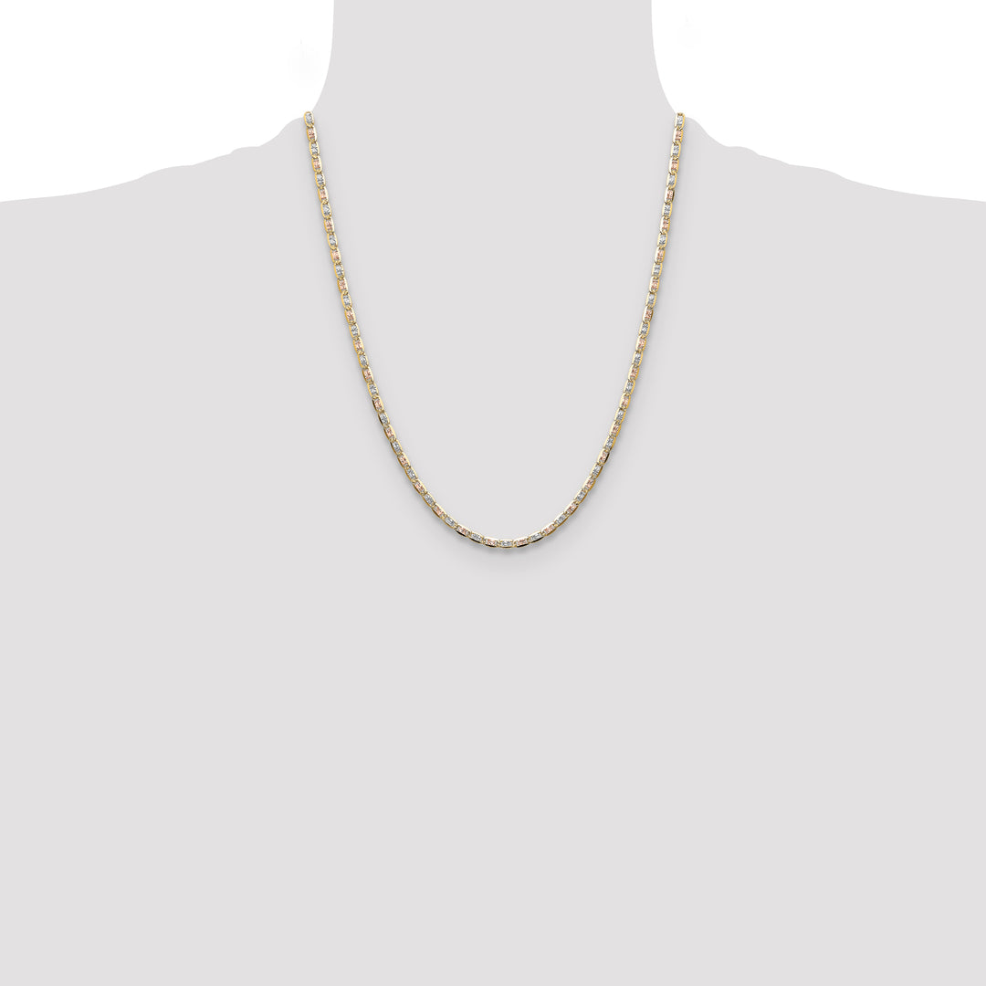 14k 3.2mm Tri-color Gold PavÃ© Valentino Chain
