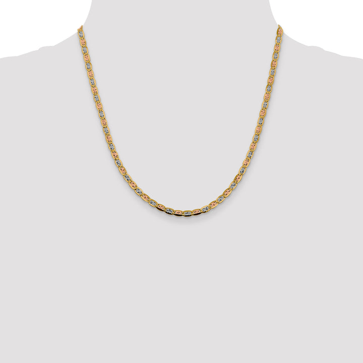 14k 3.8mm Tri-color Gold PavÃ© Valentino Chain