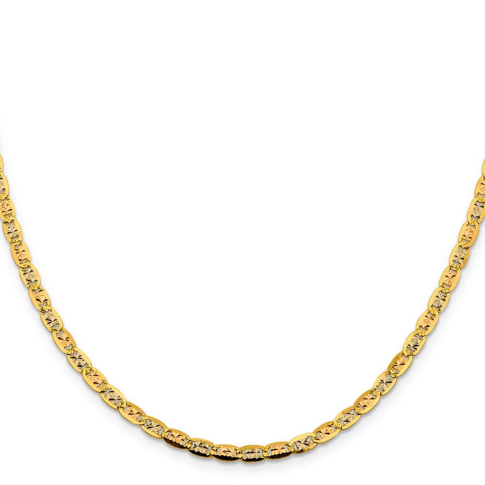 14k 3.8mm Tri-color Gold PavÃ© Valentino Chain