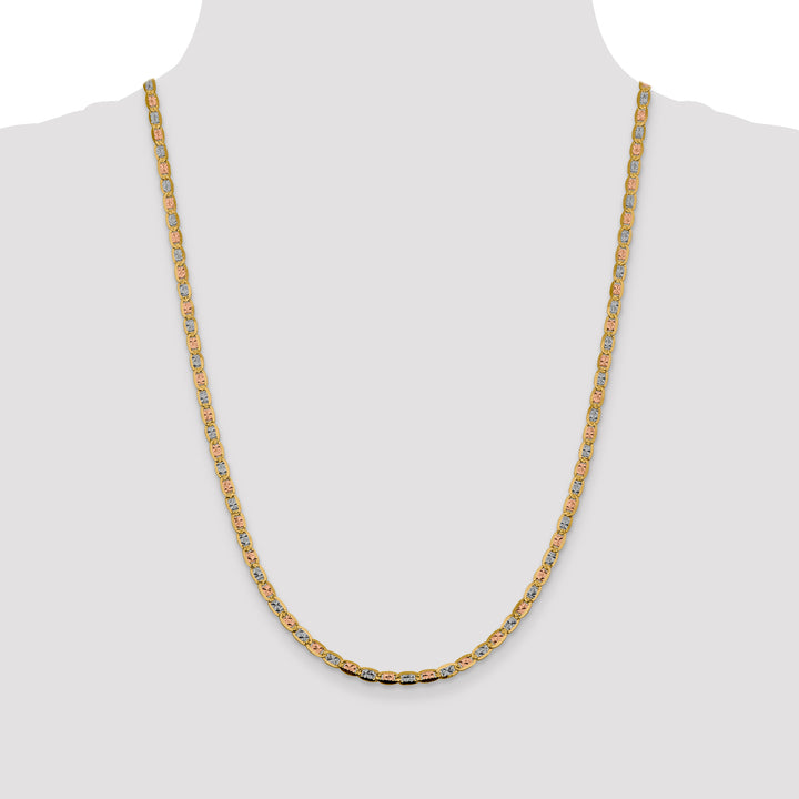 14k 3.8mm Tri-color Gold PavÃ© Valentino Chain