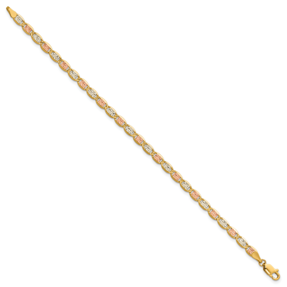 14k 3.8mm Tri-color Gold PavÃ© Valentino Chain