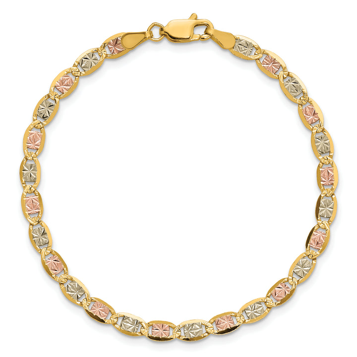 14k 3.8mm Tri-color Gold PavÃ© Valentino Chain