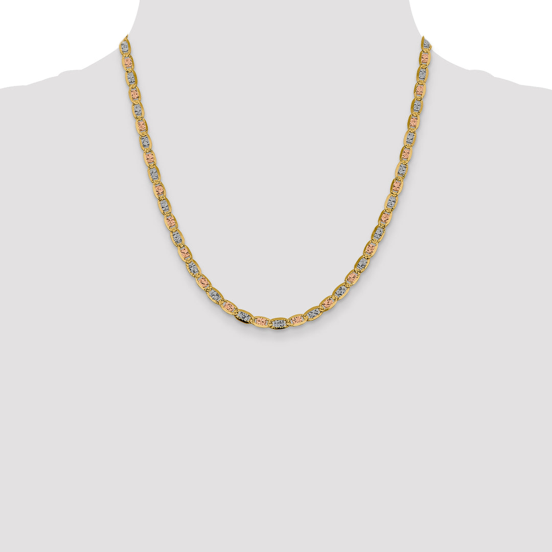 14k 4.65mm Tri-color Gold PavÃ© Valentino Chain