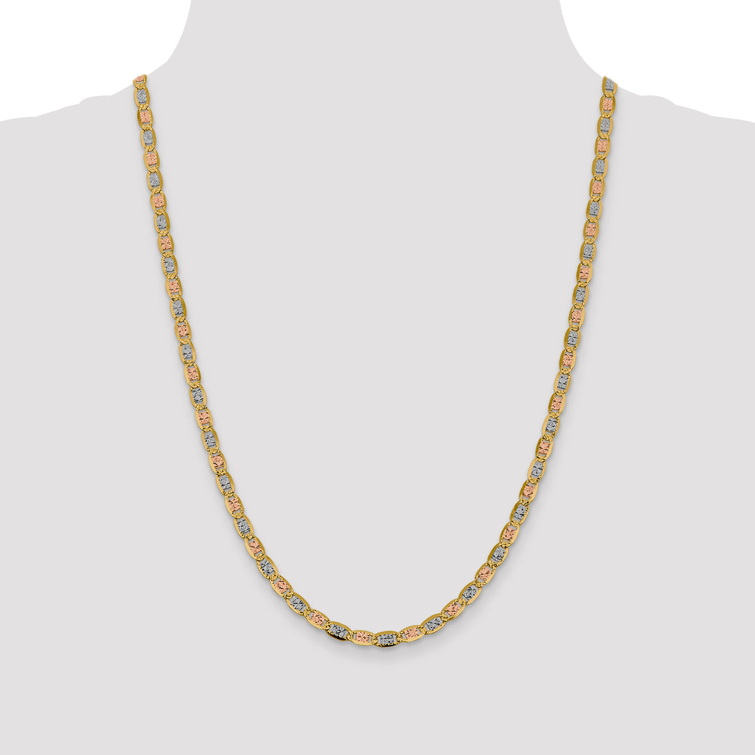 14k 4.65mm Tri-color Gold PavÃ© Valentino Chain