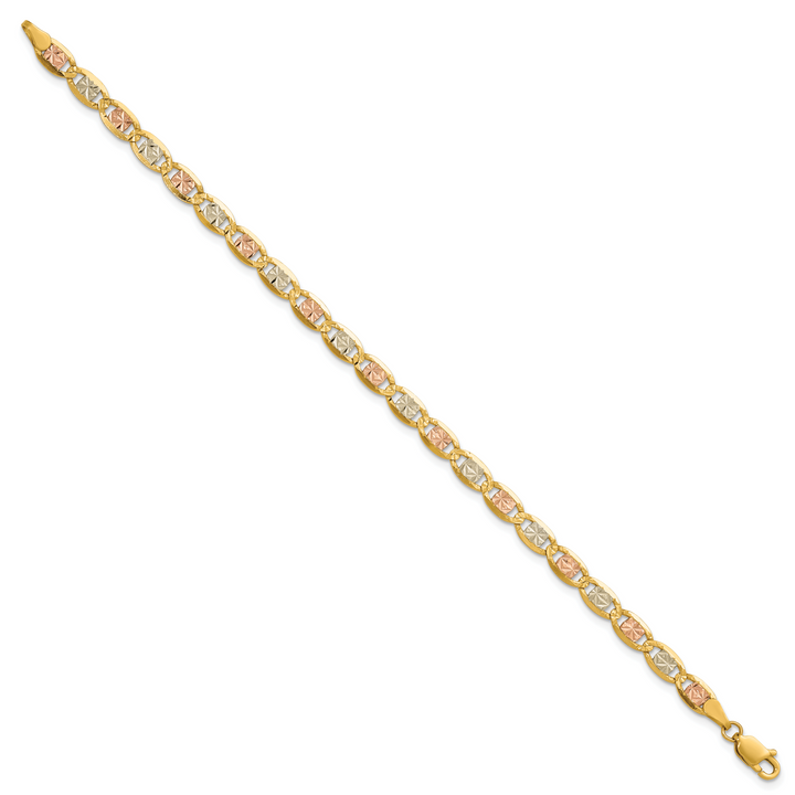 14k 4.65mm Tri-color Gold PavÃ© Valentino Chain