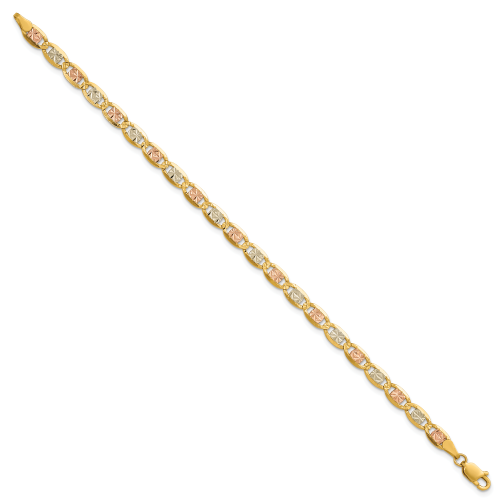 14k 4.65mm Tri-color Gold PavÃ© Valentino Chain