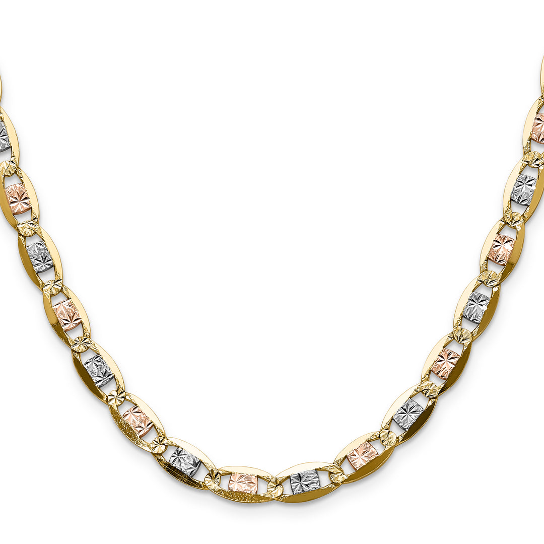 14k 6.1mm Tri-color Gold PavÃ© Valentino Chain
