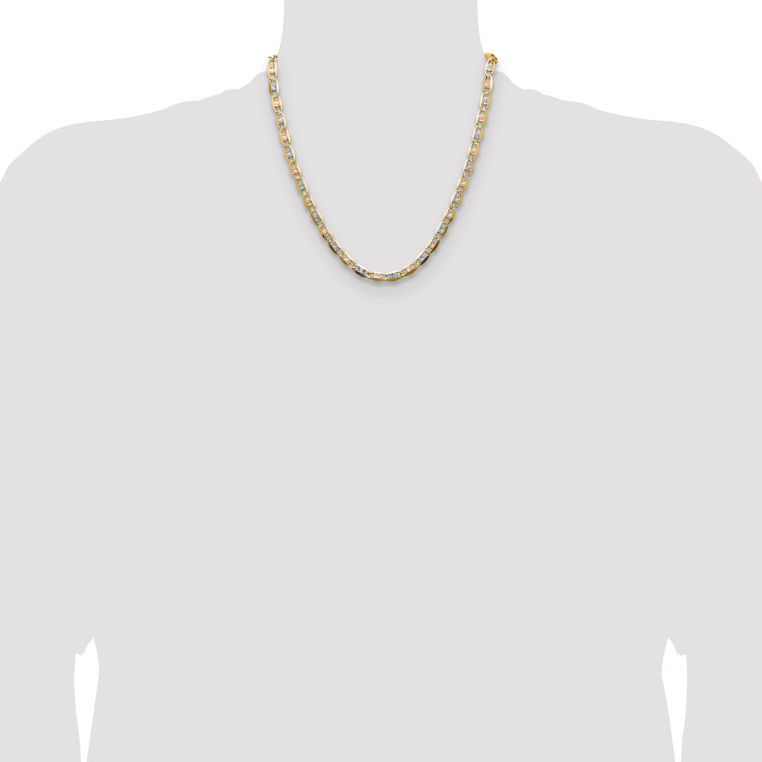 14k 6.1mm Tri-color Gold PavÃ© Valentino Chain