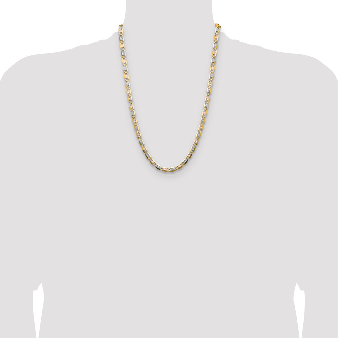 14k 6.1mm Tri-color Gold PavÃ© Valentino Chain