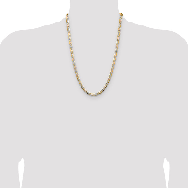 14k 6.1mm Tri-color Gold PavÃ© Valentino Chain