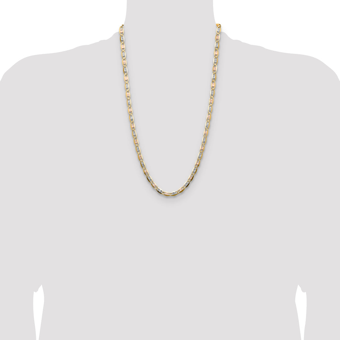 14k 6.1mm Tri-color Gold PavÃ© Valentino Chain