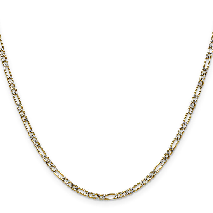 14k 2.3mm Semi-solid with Rhodium PavÃ© Figaro Chain