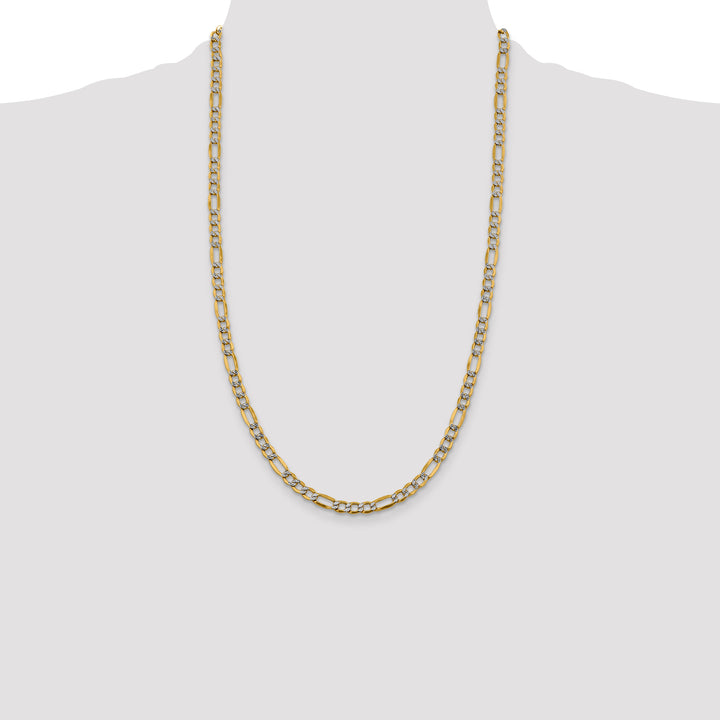 14k 5.25mm Semi-solid with Rhodium PavÃ© Figaro Chain