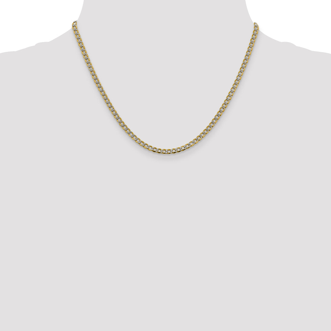 14k 3.4mm Semi-solid with Rhodium PavÃ© Curb Chain